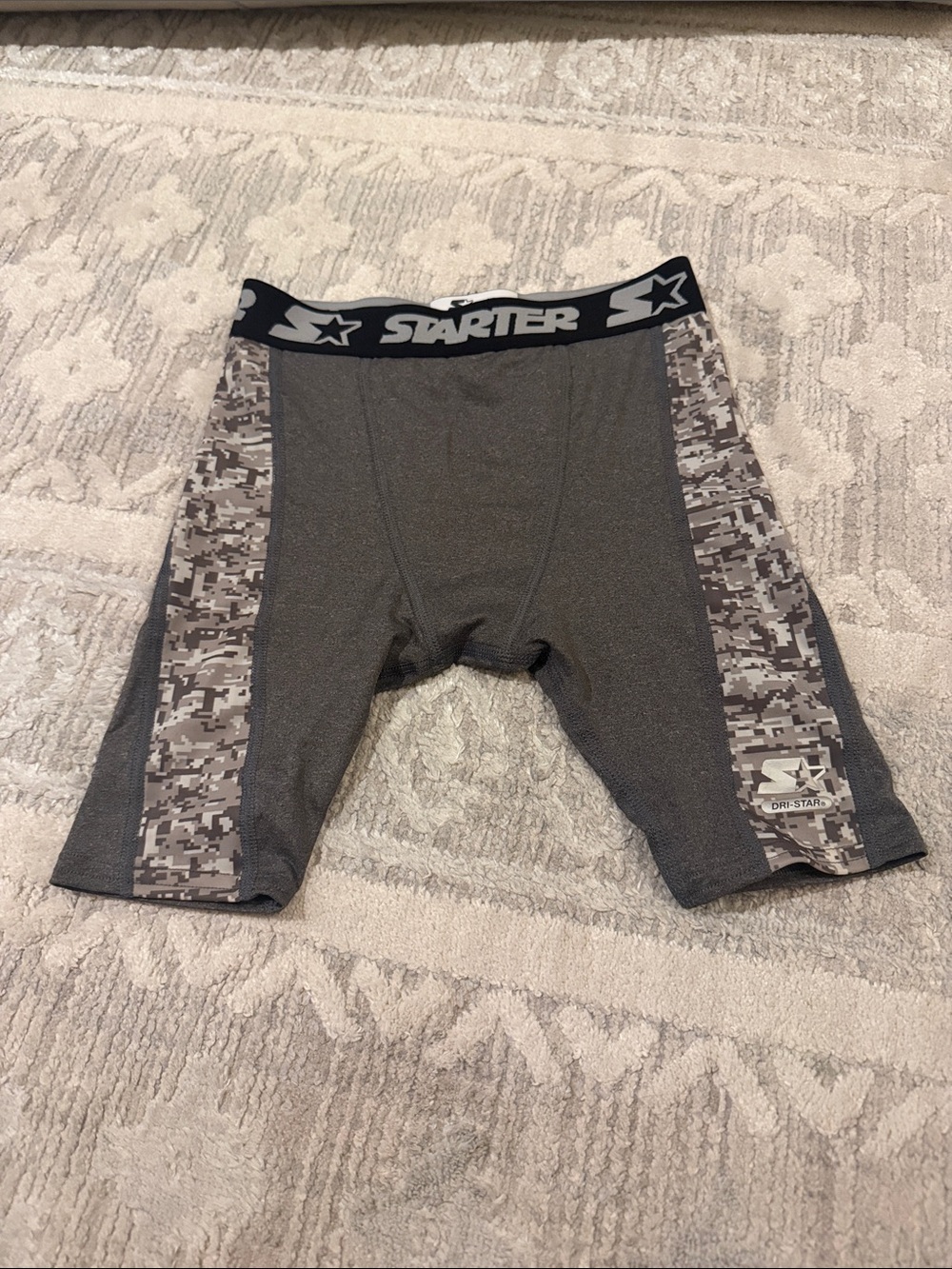 STARTER Gray Compression Shorts with Digital Camo Side Panels